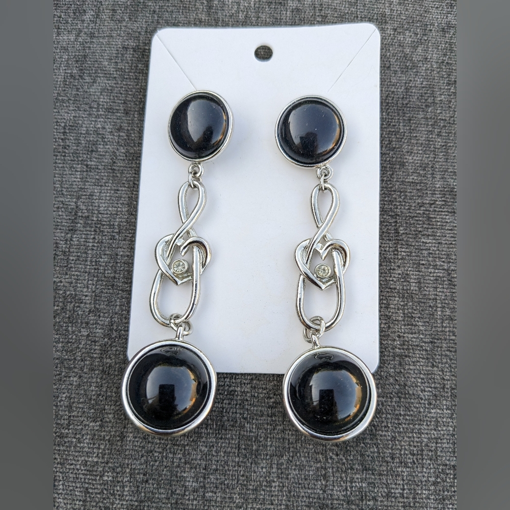 Silver and Black Statement Earrings